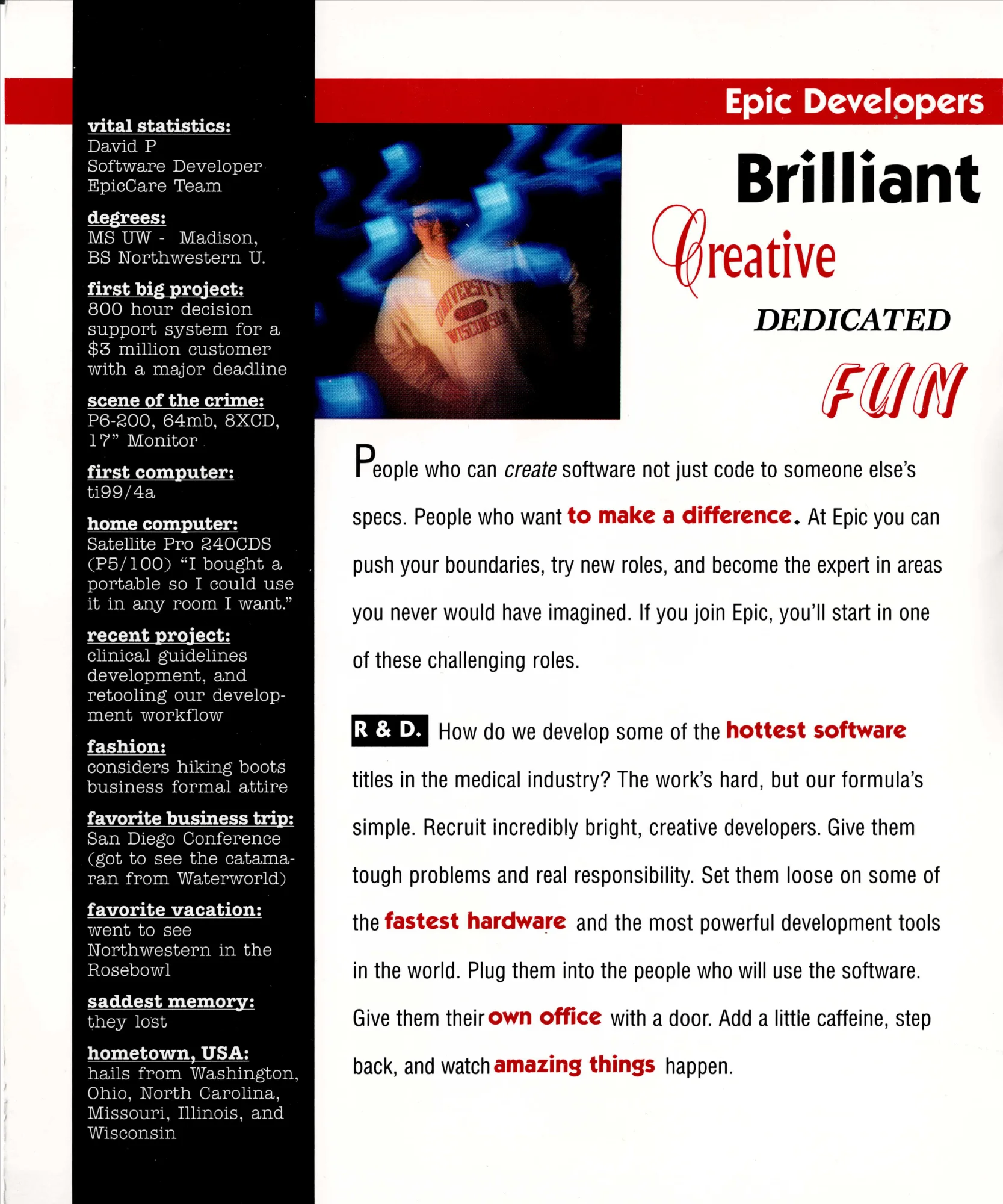 Second Page of Recruiting Brochure