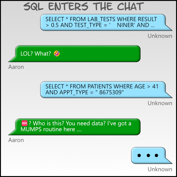 Made up chat conversation about needing SQL